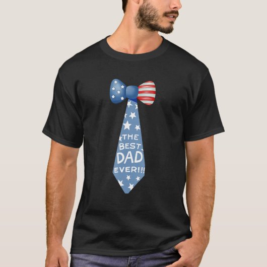 Bestest Dad Ever 4th Of July American NeckTie Whol Tシャツ (正面)