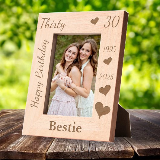 Bestie 30th Birthday Photo frame with name heart レーザー彫刻フレーム
