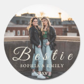 Bestie Collage Sticker – Names & Year Personalized ラウンドシール (正面)