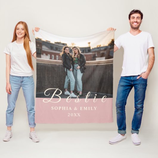 Bestie Photo Collage Fleece Blanket with Names フリースブランケット (インサイチュ)