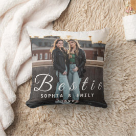 Bestie Photo Collage Pillow – Names & Year Gift クッション