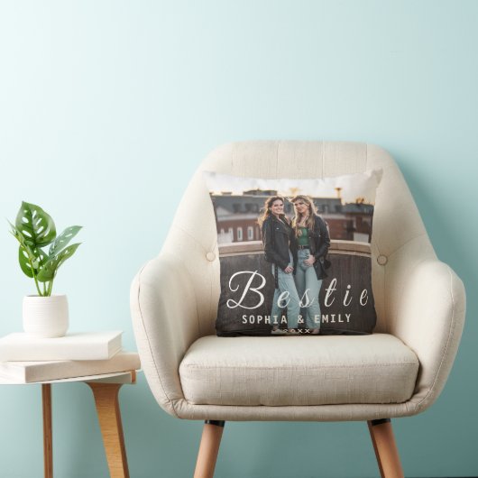 Bestie Photo Collage Pillow – Names & Year Gift クッション (椅子)