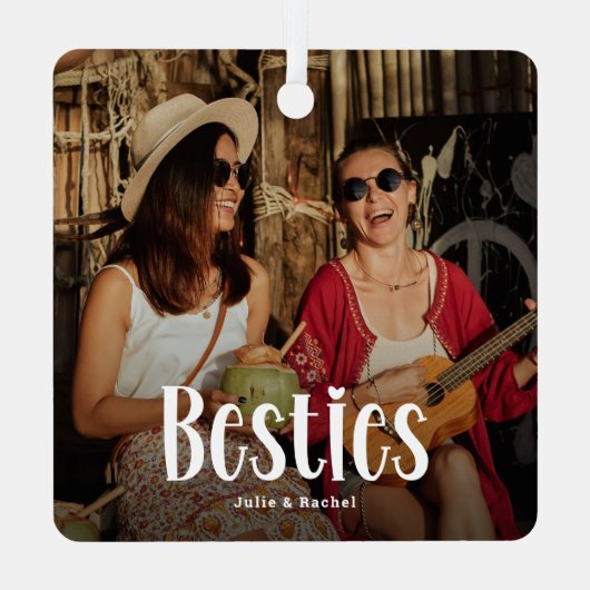 BESTIESのかわいいパーソナライズされたBFFギフト メタルオーナメント (裏面)