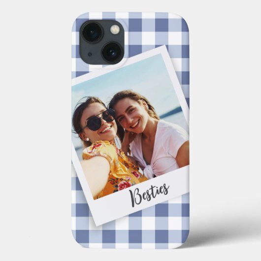 Bestiesインスタントフォトブルー市松模様に Case-Mate iPhoneケース (裏面)