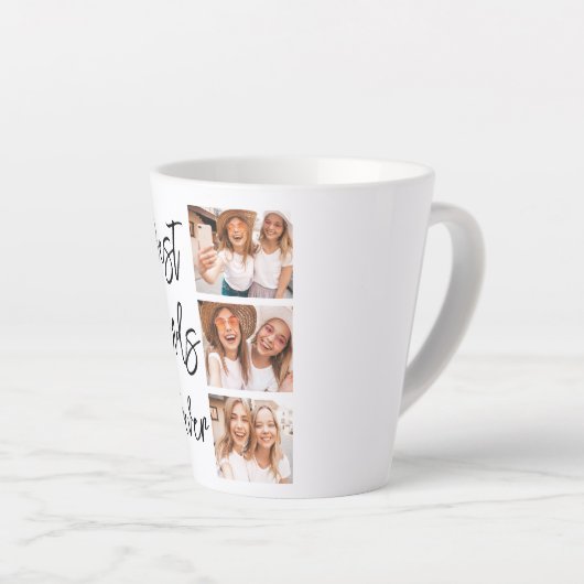 Bestiesギフト写真コラージュフレンズBFF カフェラテマグ (右アングル)