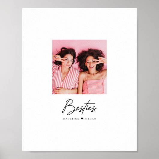 Bestiesスクリプトフォトフ最高のォトファンズハートカスタム ポスター (正面)