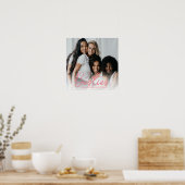 Bestiesピンクのスクリプトカスタムフォトポスター ポスター (キッチン)