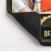 Besties最高の Friend Photoブラックと金ゴールド マウスパッド (コーナー)