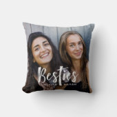 Besties |の親友2つの写真およびモダンな文字 クッション (正面)