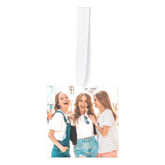 Besties パーソナライズされた Friends最高の Photo Chrimas キューブオーナメント (正面)