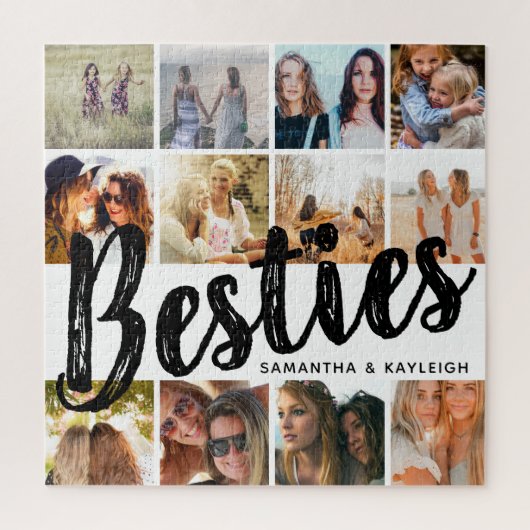 BESTIES、フォトコラージュと名前入り | BFF ジグソーパズル (縦)
