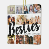 BESTIES、写真のコラージュと名前 | BFFクリスマス セラミックオーナメント (左)