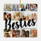 BESTIES、写真のコラージュと名前 | BFFクリスマス セラミックオーナメント (裏面)