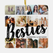 BESTIES、写真のコラージュと名前 | BFFクリスマス セラミックオーナメント (正面)