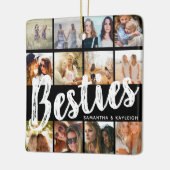 BESTIES、写真のコラージュと名前 | BFFクリスマス セラミックオーナメント (左)