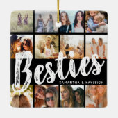 BESTIES、写真のコラージュと名前 | BFFクリスマス セラミックオーナメント (裏面)