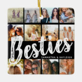 BESTIES、写真のコラージュと名前 | BFFクリスマス セラミックオーナメント (正面)