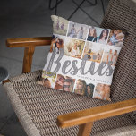 BESTIES、写真のコラージュと名前 | BFF クッション<br><div class="desc">お菓子は高価もしで、あなたは運よく持って、彼らがこのトレンディーの「友よ最高のり」の枕で彼らがどれくらい意味を持っているか知らせなさい。携帯電話やコンピュータから簡単にダウンロードできる12の正方形の写真を搭載し、白い背景に大きなレタリングの灰色の文字モダン「bestie」任意の色（バックが一致するように）と名前/sに変更することができる。誕生日素晴らしやクリスマスや単にそのためだけのギフトアイディア!</div>