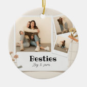 BESTIES、写真のコラージュと名前 | BFF セラミックオーナメント (正面)