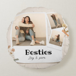 BESTIES、写真のコラージュと名前 | BFF ラウンドクッション