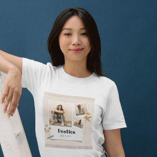 BESTIES、写真のコラージュと名前 BFF Tシャツ