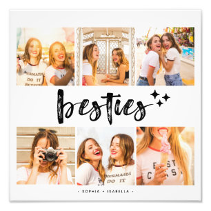 Besties 最高の Friends写真コラージュのポスター フォトプリント