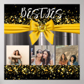 Besties 最高の Friends写真コラージュBFFスタイリッシュ Bow ポスター (正面)