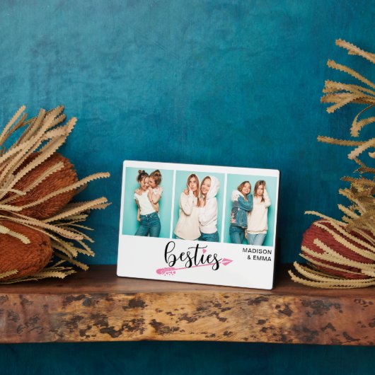 Besties 最高の Friends 3つの写真パーソナライズされた名 フォトプラーク (側面)