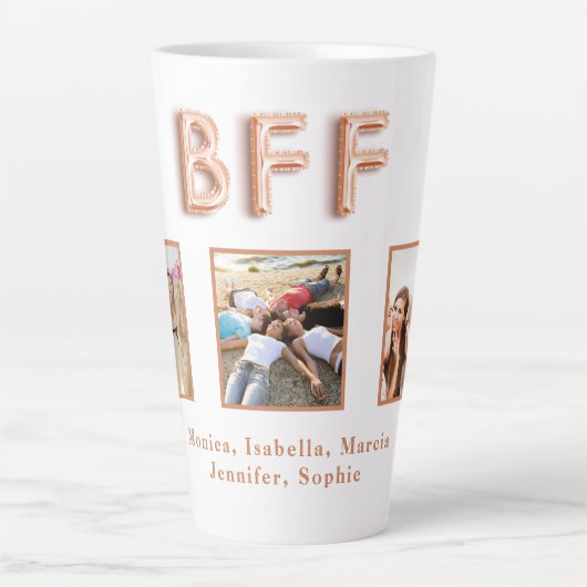 Besties 最高の friends forever写真名バラ金ゴールド カフェラテマグ (正面)
