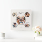 Besties 5 Photo Custom Collage Script Keepsake スクエア壁時計 (ホーム)