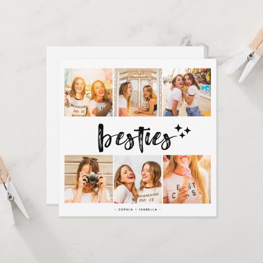 Besties Best Friends Photo Collage カード (正面/裏面インサイチュ)