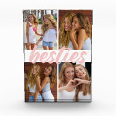 Besties Best Friends Pink Brush Script Collage フォトブロック (正面)