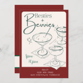 Besties + Bevvies Cocktail Party Invitation 招待状 (正面/裏面)