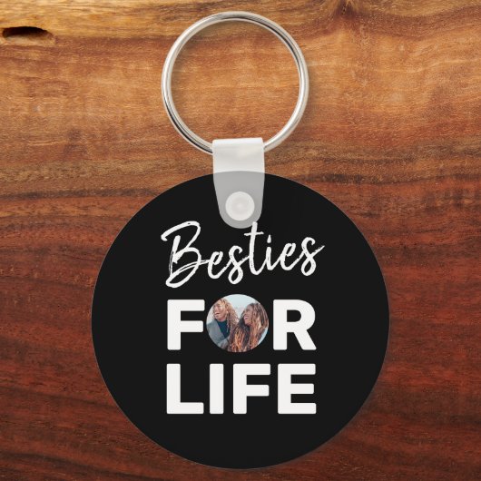 Besties BFFモダン Friends写真最高のおもしろい誕生日 キーホルダー (正面)
