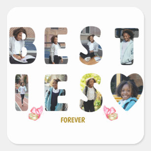 Besties BFF Friends Forever 8 Photo Image スクエアシール