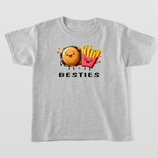 Besties CheeseburgerとFries 最高の Friends Tシャツ (レイダウン)
