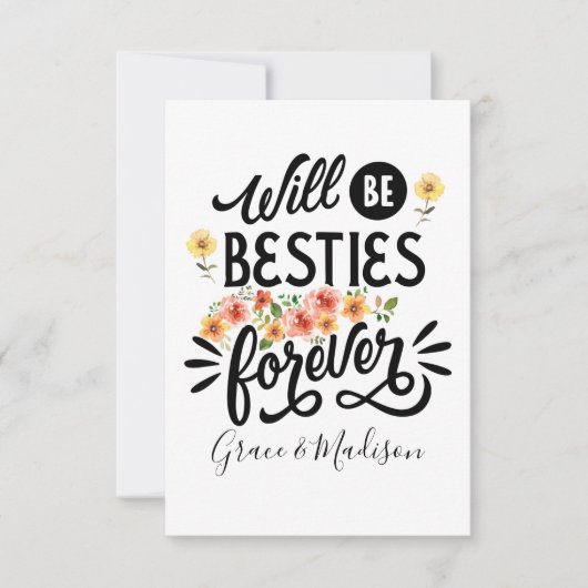 Besties for Life BFF Friends Forever Gift サンキューカード (正面)