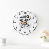 Besties for Life BFF Friends Forever Gift ラージ壁時計 (ホーム)