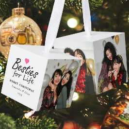 Besties for Life Merry Christmas Friends 3 Photo キューブオーナメント