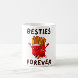 Besties Forever Cute Ketchup French Fries コーヒーマグカップ