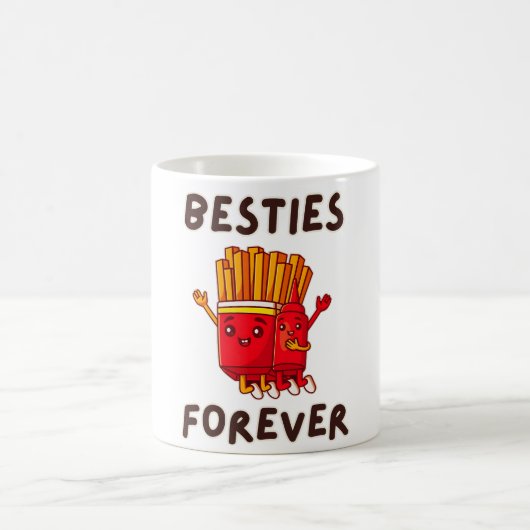 Besties Forever Cute Ketchup French Fries コーヒーマグカップ (中央)