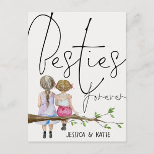 Besties Forever Friends Names女の子スクリプトポストカー ポストカード