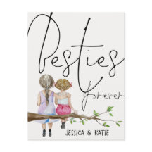 Besties Forever Friends Names女の子スクリプトポストカー