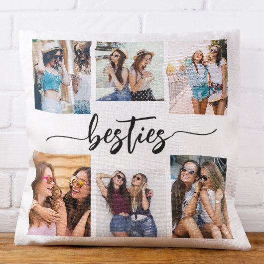 Besties Friends 6 Photo Collage Keepsake クッション