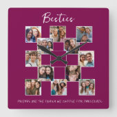 Besties Friendship Photo collage Clock スクエア壁時計 (正面)