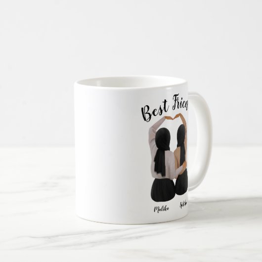 Besties Hijabiパーソナライズされた Gift コーヒーマグカップ (正面右)