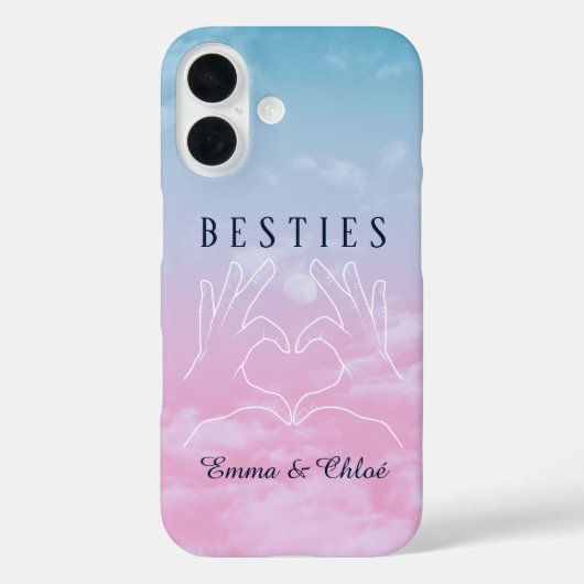 Besties meilleures amies fond ciel bleu et rose Case-Mate iPhoneケース (裏面)