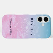 Besties meilleures amies fond ciel bleu et rose Case-Mate iPhoneケース (裏面 (横))