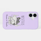 Besties meilleures amies fond lavande prénoms iPhone 16ケース (裏面横)