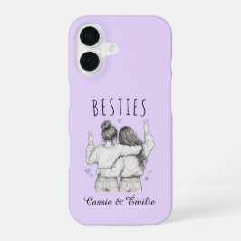 Besties meilleures amies fond lavande prénoms iPhone 16ケース